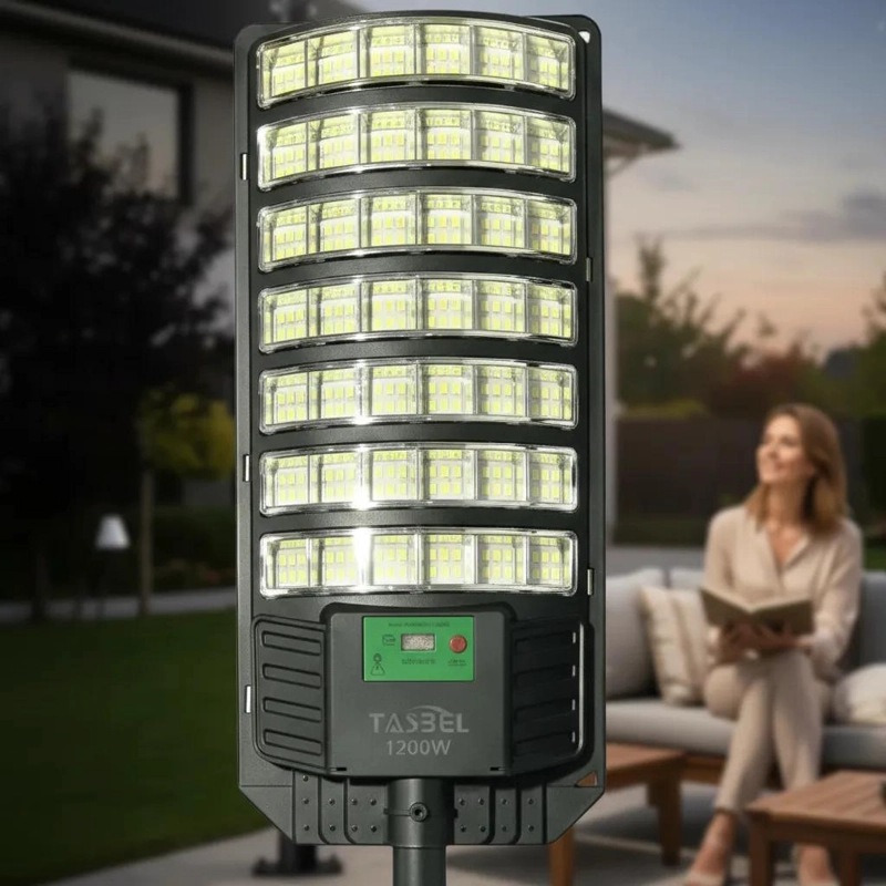 FOCO SOLAR LED PARA POSTE 1200W CON SENSOR Y CONTROL - 5