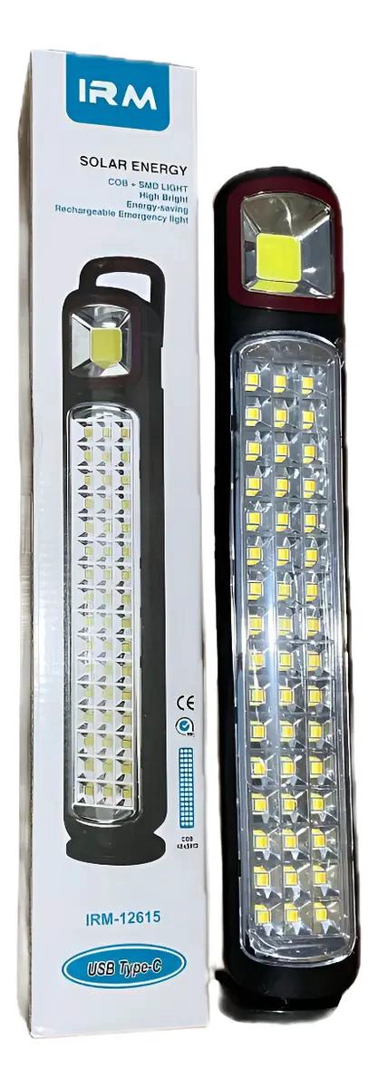 LAMPARA DE EMERGENCIA RECARGABLE SOLAR Y USB NEGRA - 1