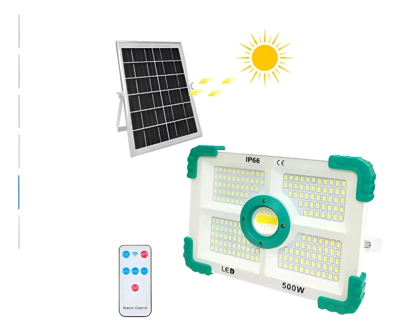 FOCO LED SOLAR 1000W CON REFLECTOR Y PANEL - 1