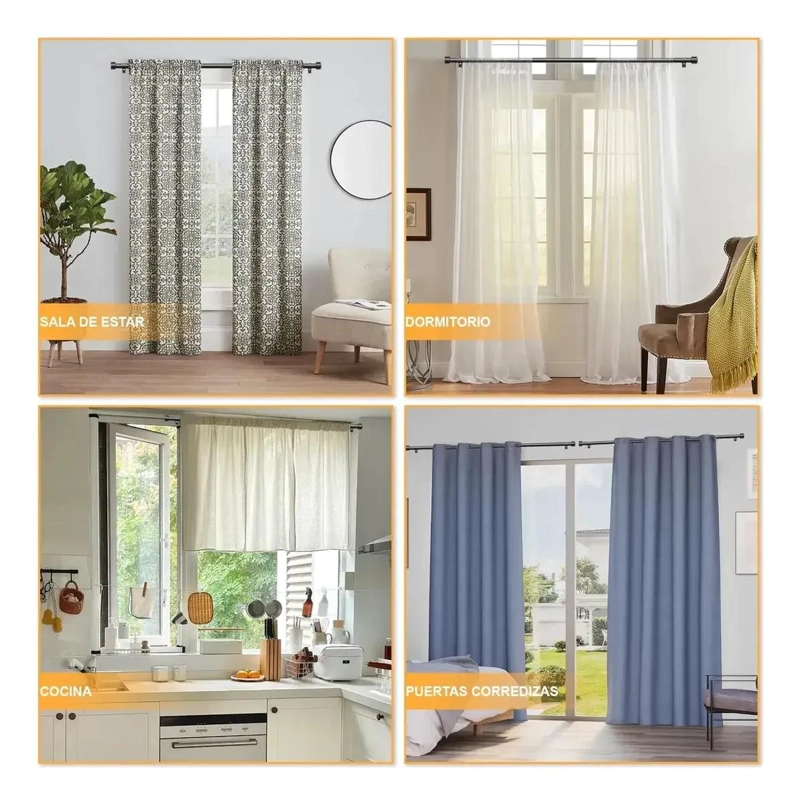 BARRA DE CORTINA AJUSTABLE 95-225 CM PARA DORMITORIOS Y B - 4
