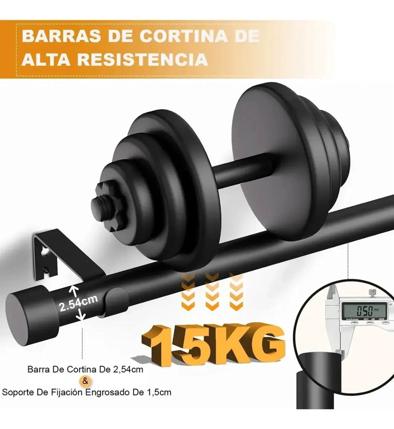 BARRA DE CORTINA AJUSTABLE 95-225 CM PARA DORMITORIOS Y B - 5