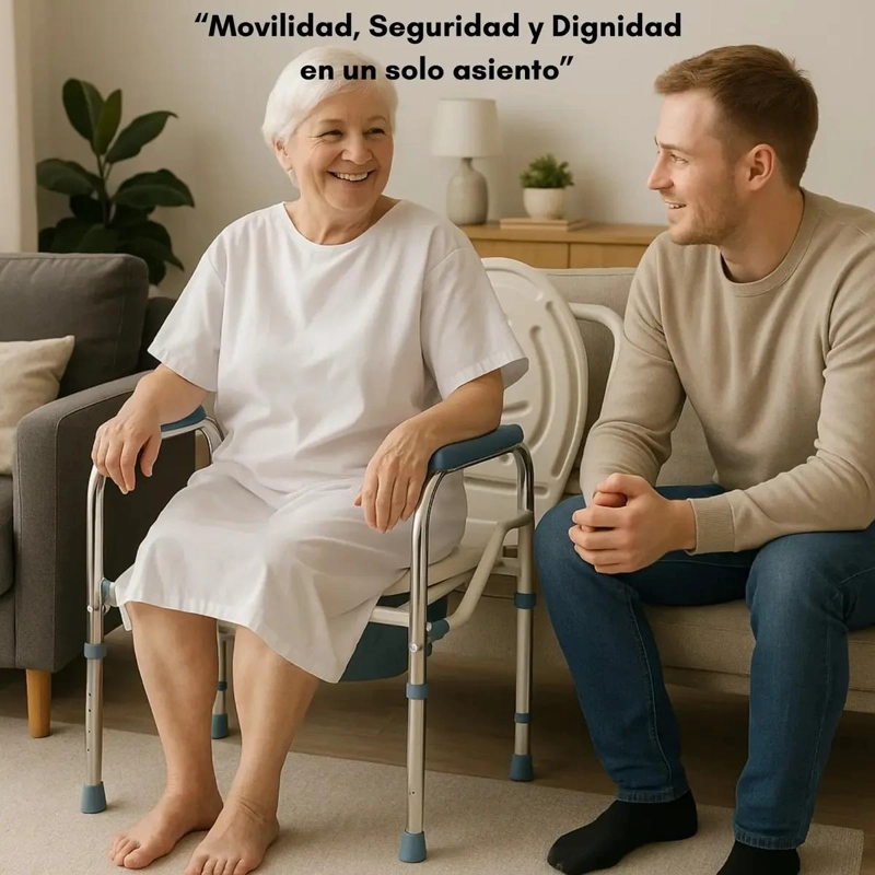 SILLA INODORO PORTATIL CON AGARRADERA AJUSTABLE PARA BAÑO - 2
