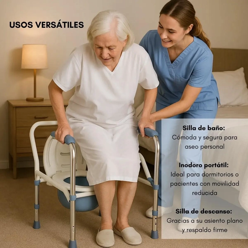 SILLA INODORO PORTATIL CON AGARRADERA AJUSTABLE PARA BAÑO - 3