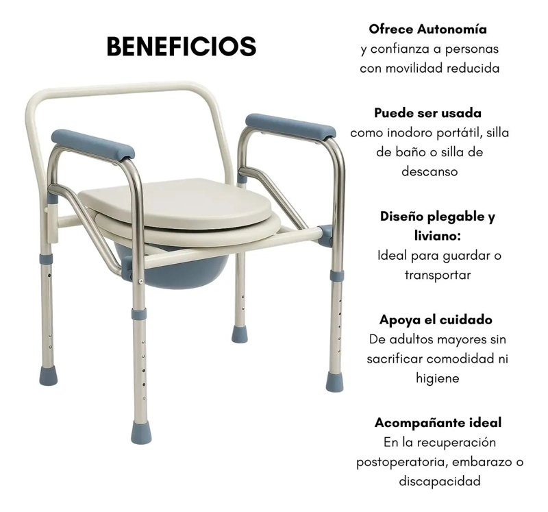 SILLA INODORO PORTATIL CON AGARRADERA AJUSTABLE PARA BAÑO - 4