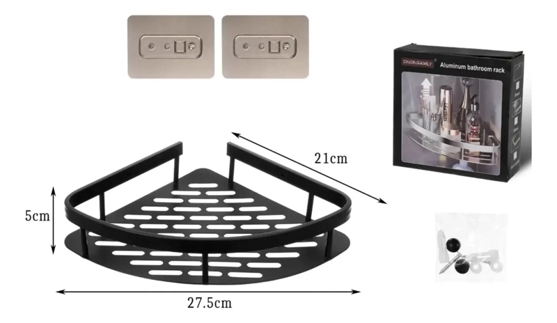 ESQUINERO ORGANIZADOR NEGRO PARA BAÑO Y COCINA - 2