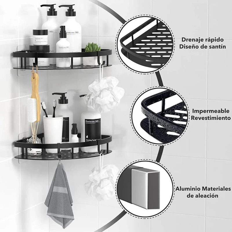 ESQUINERO ORGANIZADOR NEGRO PARA BAÑO Y COCINA - 3