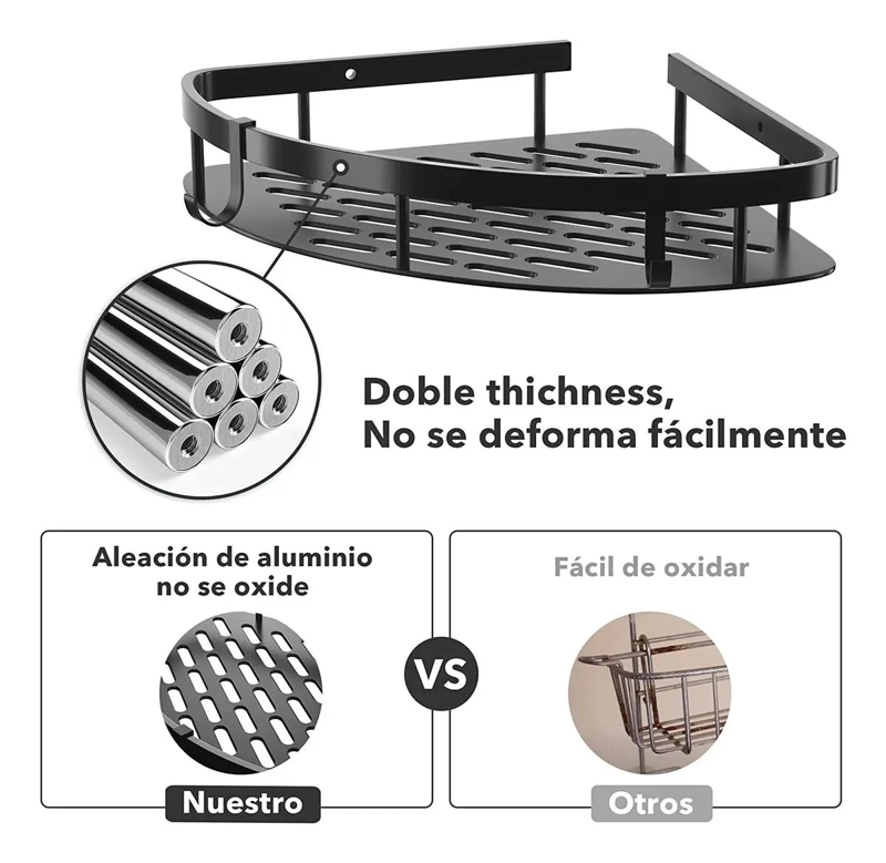 ESQUINERO ORGANIZADOR NEGRO PARA BAÑO Y COCINA - 5