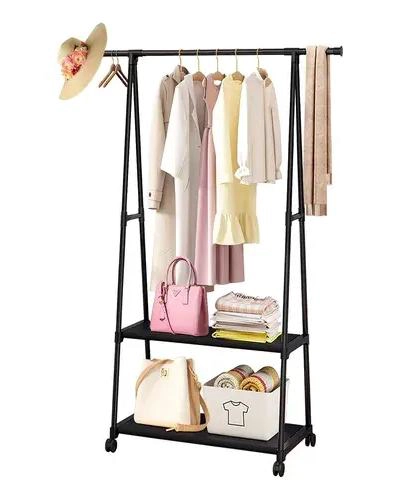 PERCHERO ORGANIZADOR DE BAÑO CON RUEDAS Y ESTANTE - 1