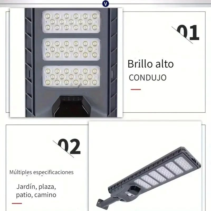 PACK 2 FOCOS SOLARES 500W RECARGABLES CON SENSOR Y MANDO - 5