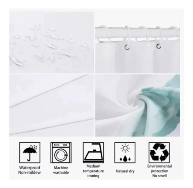 JUEGO DE BAÑO 4 PIEZAS CON CORTINA Y ALFOMBRAS ANTIDESLIZANTES - 3