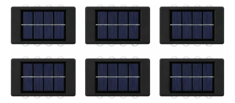 PACK 6 APLIQUES SOLARES DE EXTERIOR CON LUZ CALIDA Y 8LED - 1