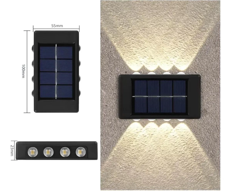PACK 6 APLIQUES SOLARES DE EXTERIOR CON LUZ CALIDA Y 8LED - 2