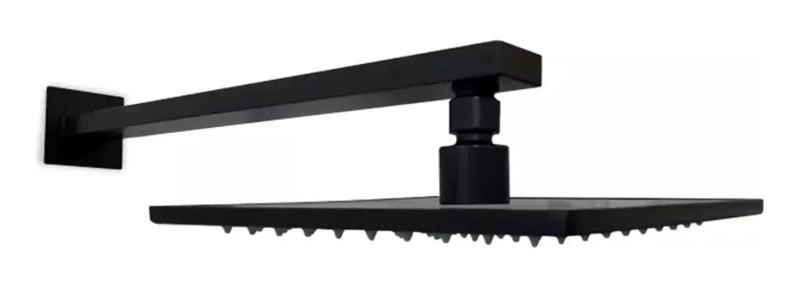 PLATO DE DUCHA CUADRADO NEGRO 25 CM CON BRAZO 40 CM - 4