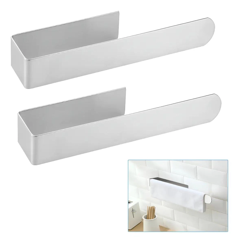 SET 2 TOALLEROS BARRA ACERO INOXIDABLE 23CM SIN TALADRO - 1