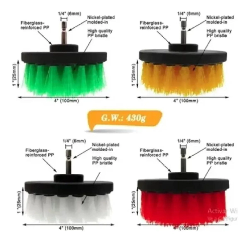 SET DE 4 CEPILLOS PARA LIMPIEZA DE TAPIZ Y ALFOMBRA DE CI - 3
