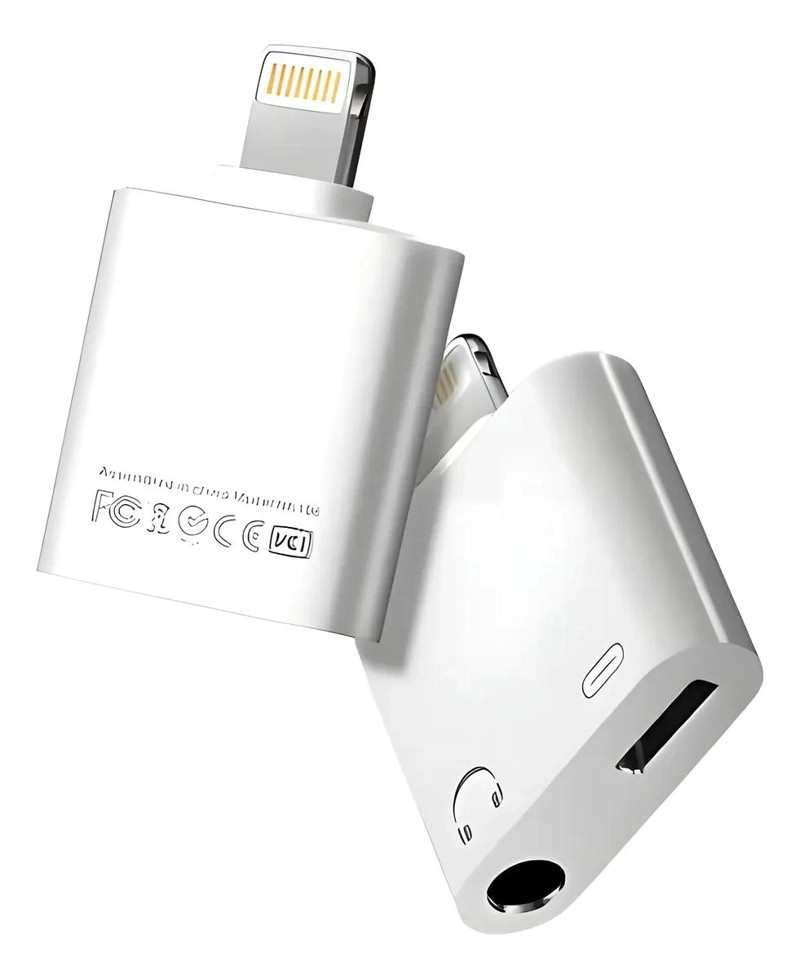 GENÉRICO ADAPTADOR SPLITTER LIGHTNING PARA AUDIO Y CARGA IPHONE