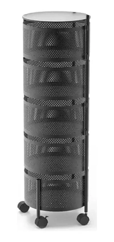 FRUTERO METALICO 5 NIVELES 90X30 CM NEGRO CON RUEDAS - 3