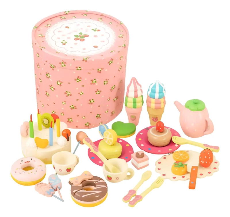 SET DE POSTRES Y TE  DE MADERA PARA NIÑOS - 1