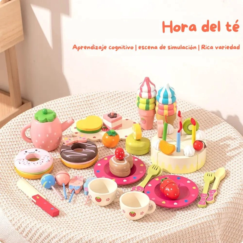 SET DE POSTRES Y TE  DE MADERA PARA NIÑOS - 2