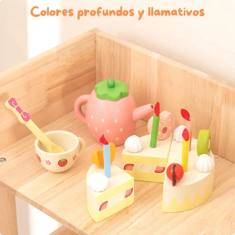 SET DE POSTRES Y TE  DE MADERA PARA NIÑOS - 3