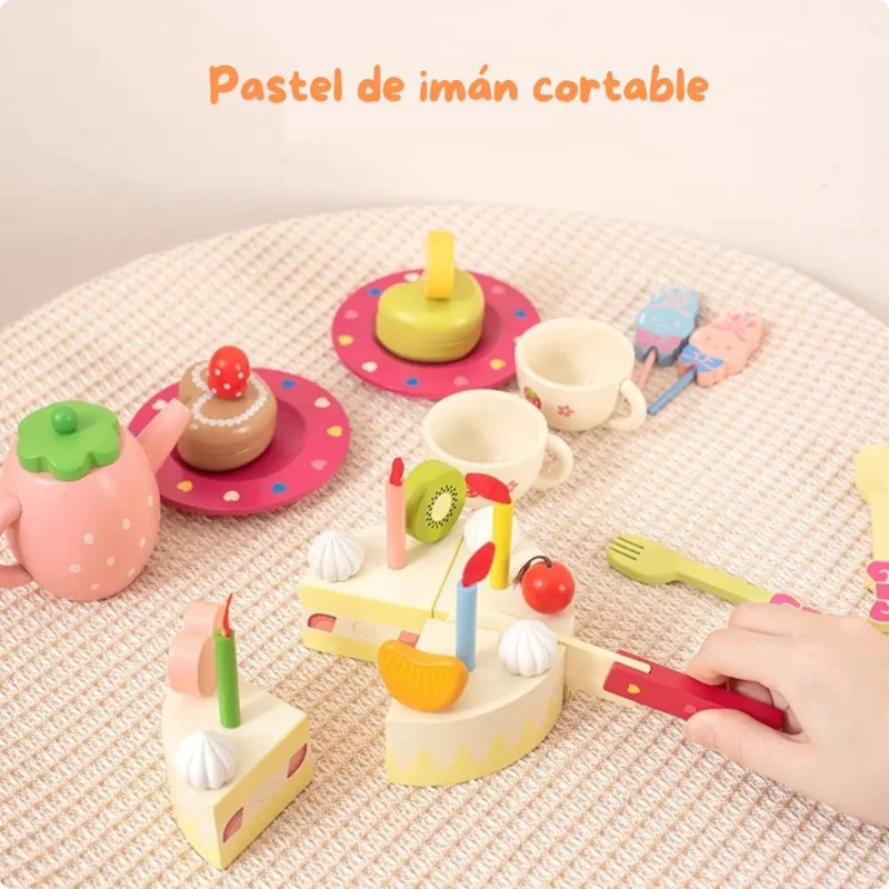 SET DE POSTRES Y TE  DE MADERA PARA NIÑOS - 4