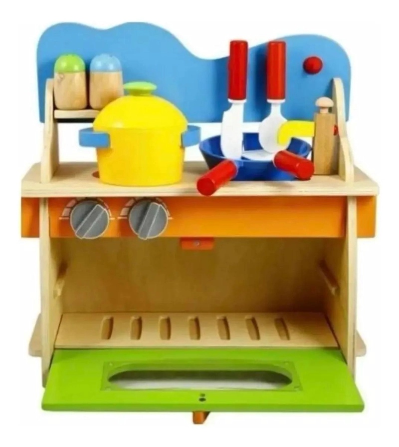 COCINA DE MADERA DIDACTICA PARA NIÑOS CON UTENSILIOS - 1