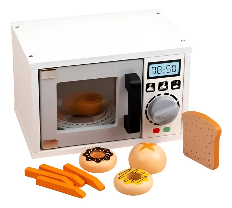HORNO MICROONDAS DE MADERA PARA JUEGOS DE COCINA - 1