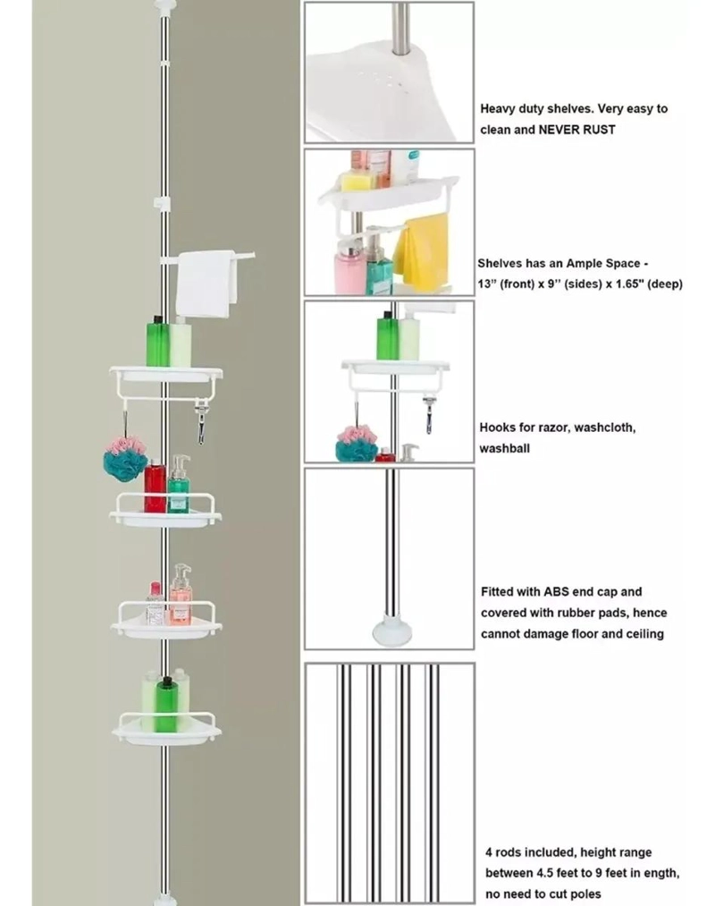 ESQUINERO DE DUCHA AJUSTABLE CON 4 REPISAS MULTIUSO - 3