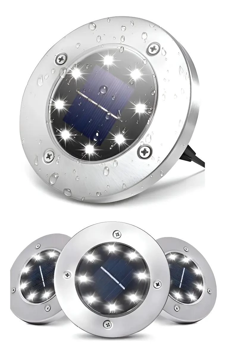 4 FOCOS SOLARES DE PISO CON 8 LED PARA EXTERIOR - 1