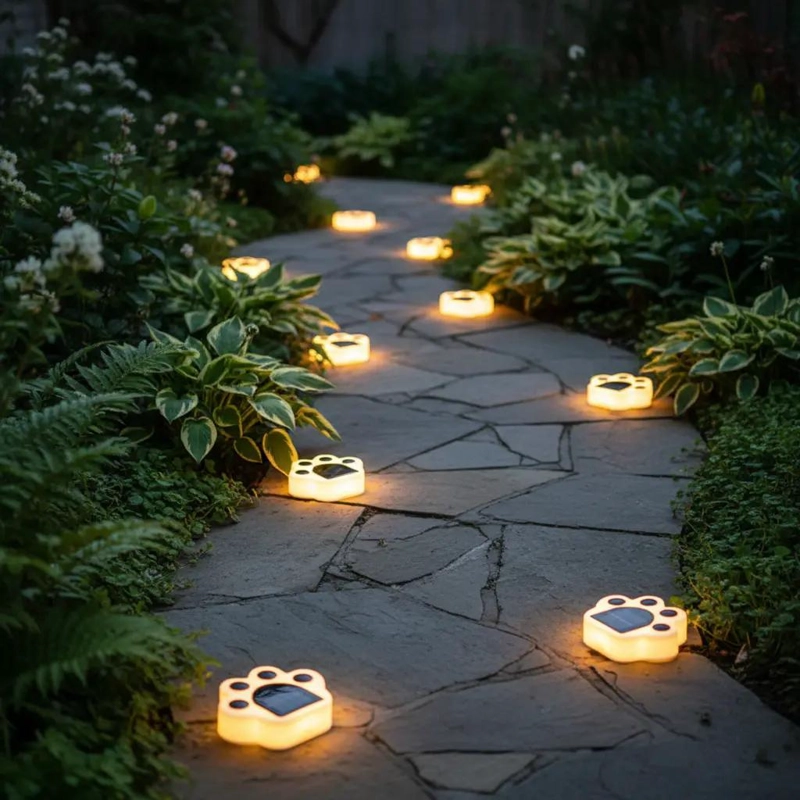 LUZ SOLAR CON ESTACA DISEÑO HUELLA CALIDA PARA JARDIN - 3