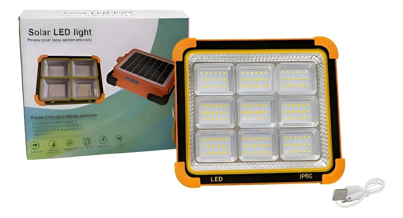 FOCO RECARGABLE SOLAR PORTATIL 1500W CON 5 MODOS DE LUZ - 1