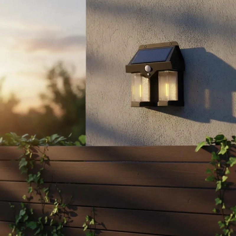 FOCO SOLAR DOBLE PARA PARED CON SENSOR DE MOVIMIENTO - 4