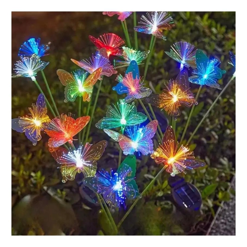 ESTACAS SOLARES JARDIN MARIPOSA CON LUCES LED X2 - 1