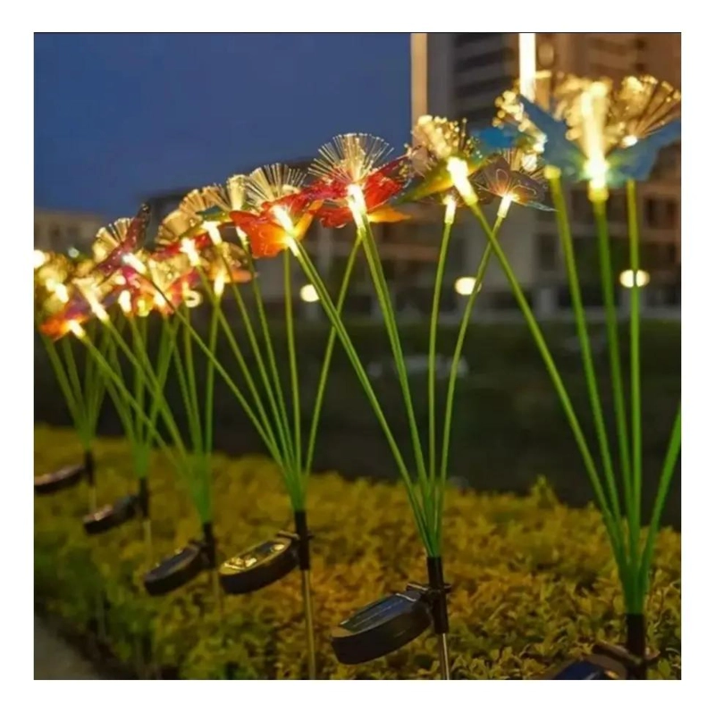 ESTACAS SOLARES JARDIN MARIPOSA CON LUCES LED X2 - 3