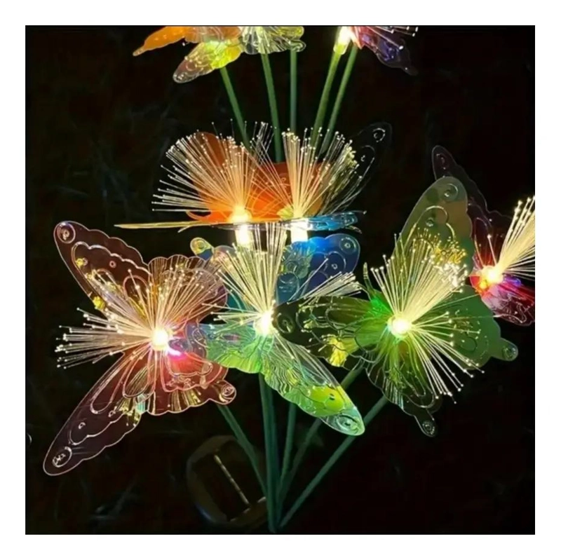 ESTACAS SOLARES JARDIN MARIPOSA CON LUCES LED X2 - 4