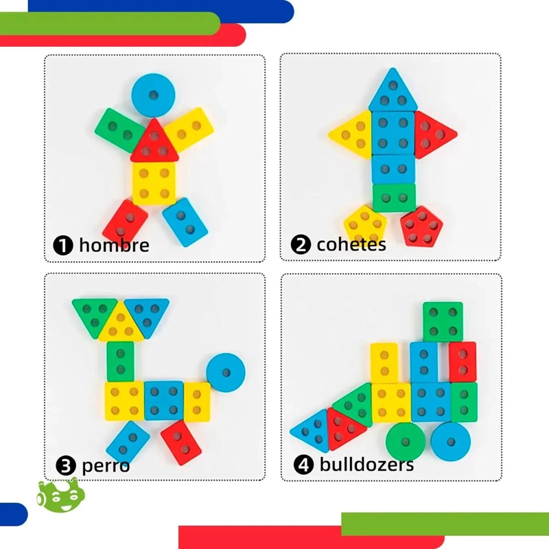 JUGUETE MONTESSORI DE MADERA APILABLE CON FORMAS GEOME TRI - 2