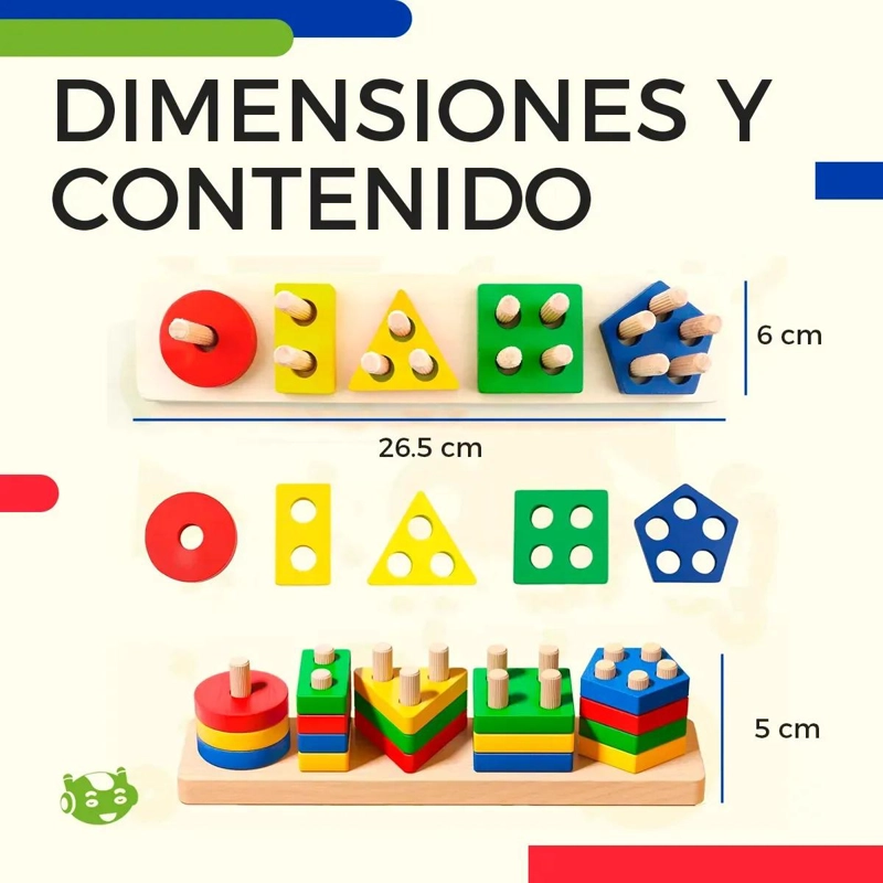 JUGUETE MONTESSORI DE MADERA APILABLE CON FORMAS GEOME TRI - 4