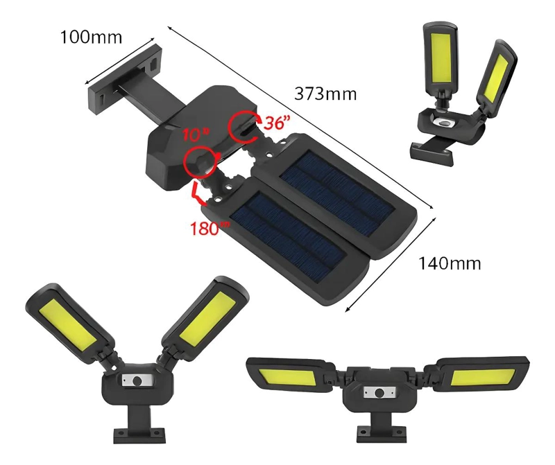 FOCO SOLAR DOBLE CON SENSOR Y CONTROL - 2