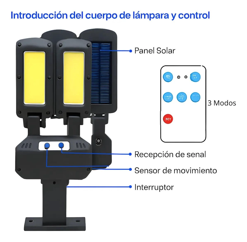 FOCO SOLAR DOBLE CON SENSOR Y CONTROL - 5
