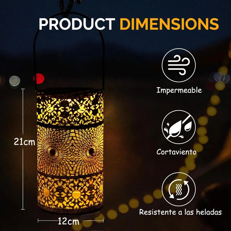 LAMPARA SOLAR COLGANTE CON ESTACA PARA JARDIN EXTERIOR - 2