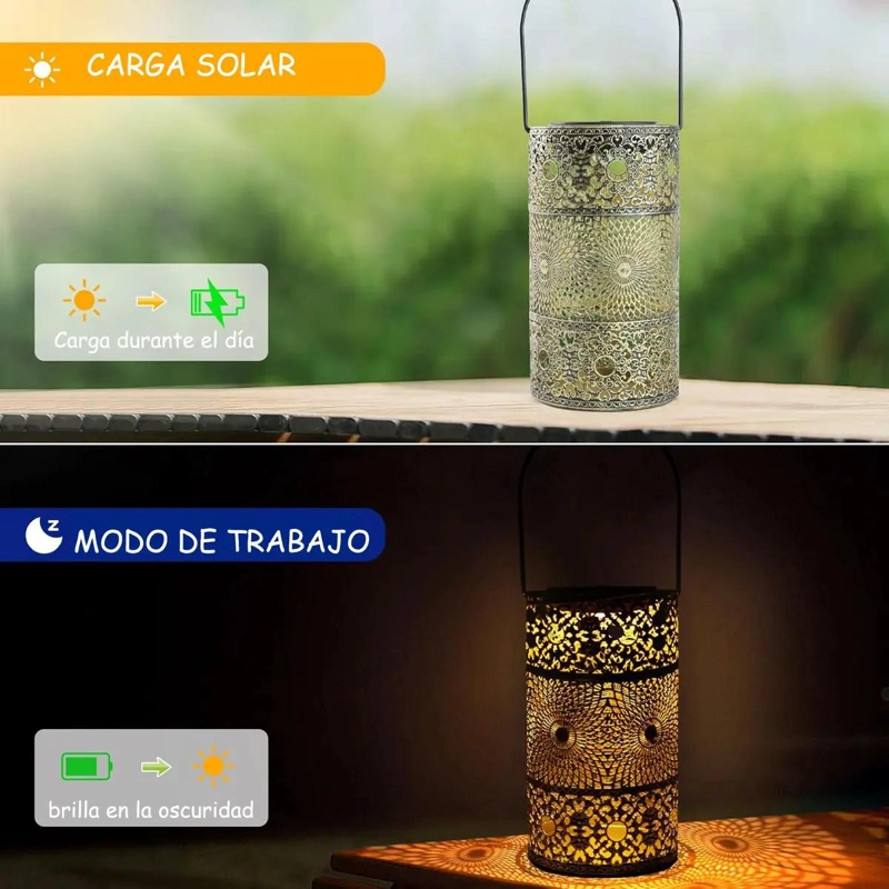 LAMPARA SOLAR COLGANTE CON ESTACA PARA JARDIN EXTERIOR - 3