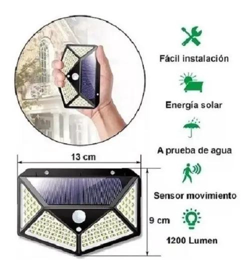 PACK 5 FOCOS SOLARES EXTERIOR 100 LED 3 MODOS - 4