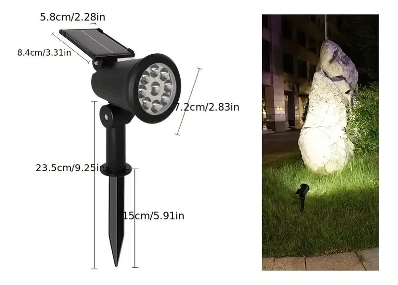 FAROLA SOLAR LED PARA JARDIN CON ESTACA Y SOPORTE DE MURO - 2