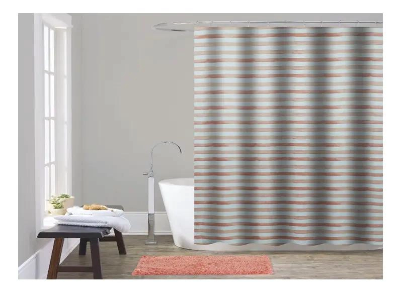 CORTINA DE BAÑO DE TELA 180X180 CM CON PISO Y GANCHOS - 2