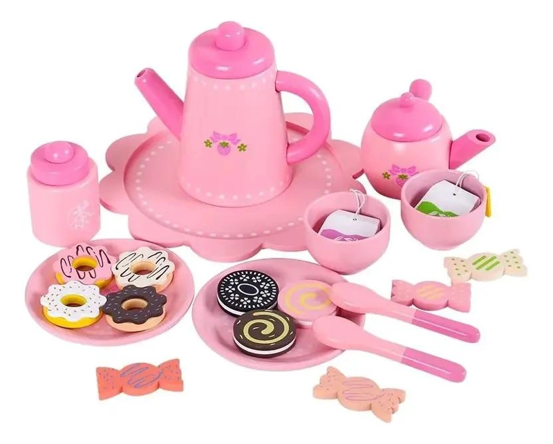 JUEGO DIDACTICO DE TAZAS Y TETERA DE MADERA PARA TE  Y CAF - 1