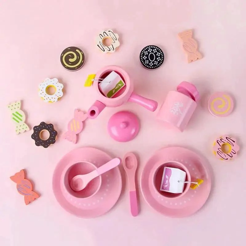 JUEGO DIDACTICO DE TAZAS Y TETERA DE MADERA PARA TE  Y CAF - 4