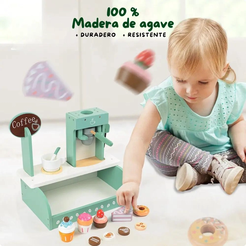 CAFETERIA DE MADERA PARA NIÑOS CON ACCESORIOS DE JUEGO - 2