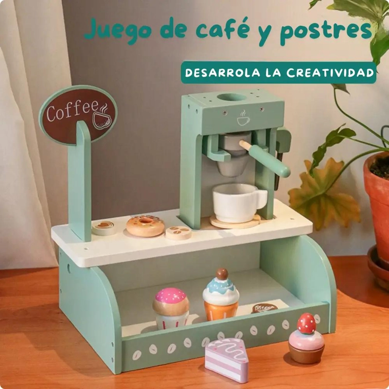 CAFETERIA DE MADERA PARA NIÑOS CON ACCESORIOS DE JUEGO - 5