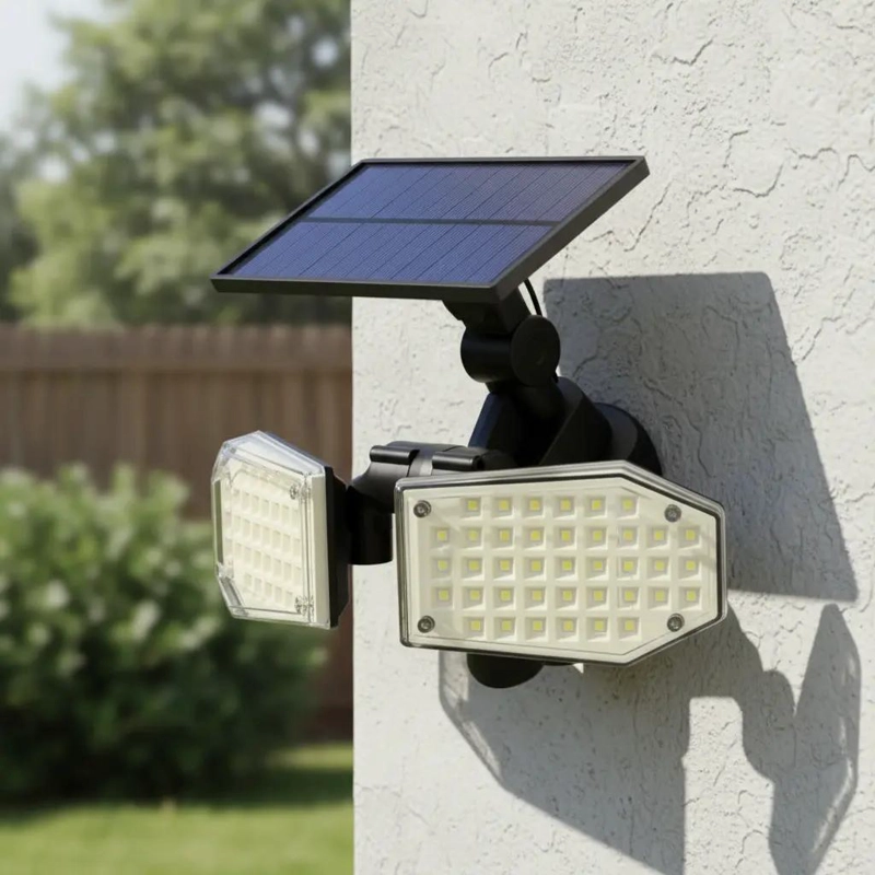 LAMPARA SOLAR LED CON SENSOR DE MOVIMIENTO Y DOBLE FOCO - 1