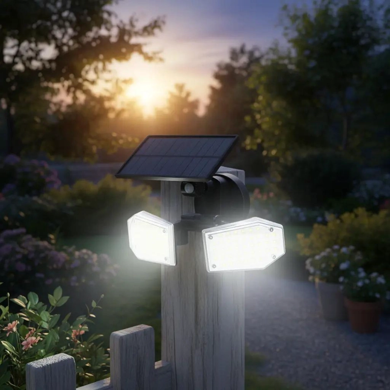 LAMPARA SOLAR LED CON SENSOR DE MOVIMIENTO Y DOBLE FOCO - 2